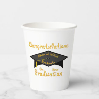 Vasos De Papel Congratulations Class of 2026 Graduate Black Cap
