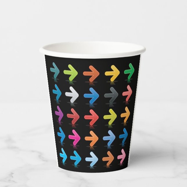 Vasos De Papel Conjunto de Flechas Brillantes Indicadores Direcci (Anverso)