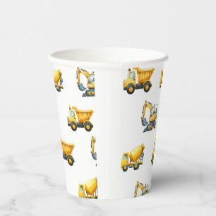 Vasos De Papel Construcción, tazas de camión de volcado amarillo