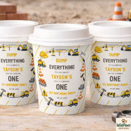 Vasos De Papel Construction 1ST Birthday | Builder Truck Party