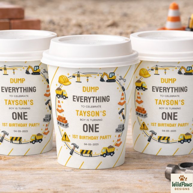 Vasos De Papel Construction 1ST Birthday | Builder Truck Party (Construction 1ST Birthday | Builder Truck Party Paper Cups
)