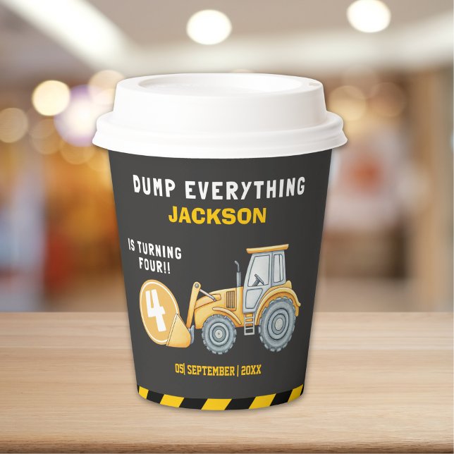 Vasos De Papel Construction Birthday 4th | Dump Truck Party (Subido por el creador)