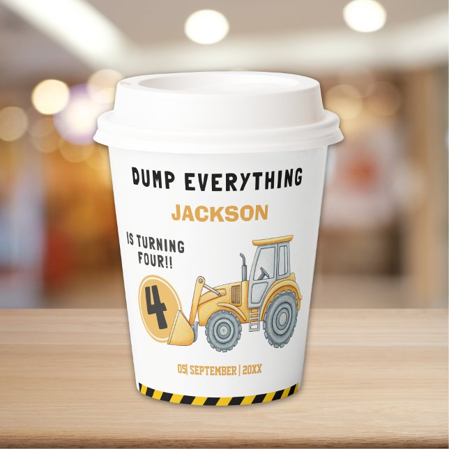 Vasos De Papel Construction Birthday 4th | Dump Truck Party (Subido por el creador)