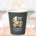 Vasos De Papel Construction Party for 4th Birthday Kids<br><div class="desc">"Get ready to make unforgettable memories with this construction-themed birthday design! Perfect for a 4-year-old boy's birthday celebration, this design features vibrant shades of yellow and black with fun construction vehicles like bulldozers, excavators, and dump trucks. This fully customizable design sets the tone for an exciting party with a creative...</div>