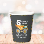 Vasos De Papel Construction Party for 6th Birthday Kids<br><div class="desc">"Get ready to make unforgettable memories with this construction-themed birthday design! Perfect for a 6-year-old boy's birthday celebration, this design features vibrant shades of yellow and black with fun construction vehicles like bulldozers, excavators, and dump trucks. This fully customizable design sets the tone for an exciting party with a creative...</div>