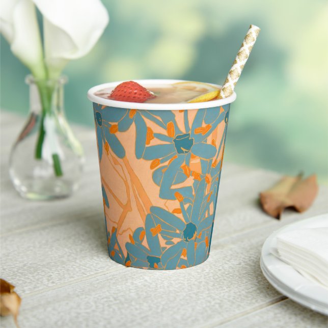 Vasos De Papel Contemporary Leaf Design in Peach Label (in situ)