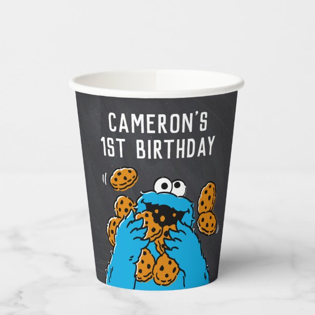 Vasos De Papel Cookie Monster Birthday Chalkboard (Izquierda)
