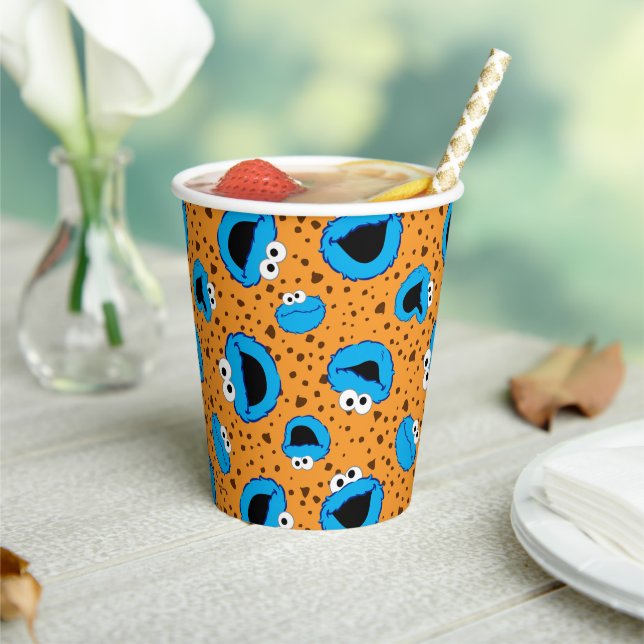 Vasos De Papel Cookie Monster en patrón de galleta (in situ)