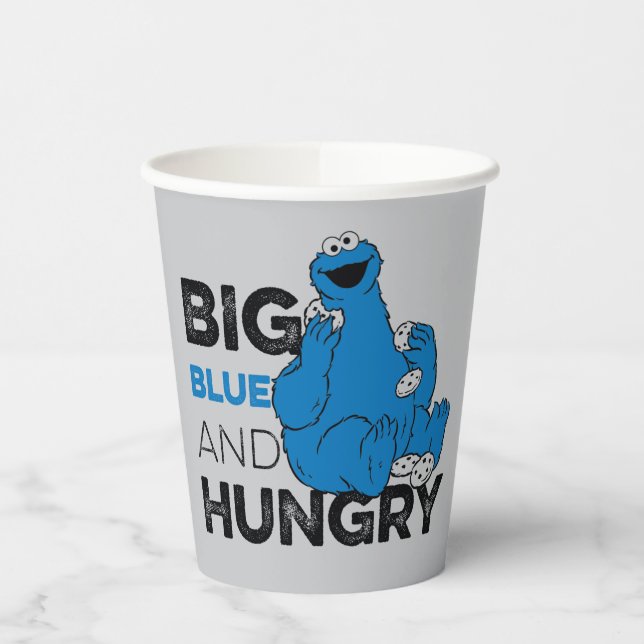 Vasos De Papel Cookie Monster | Gran Azul y Hambre (Izquierda)