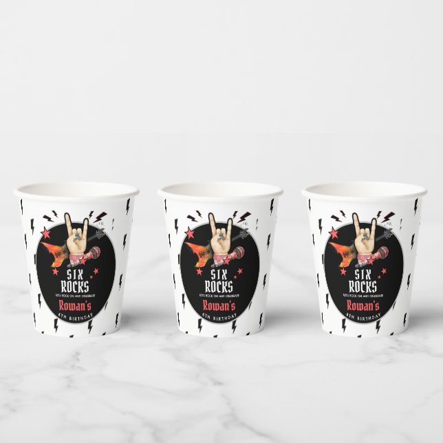 Vasos De Papel Cool Punk Rockstar Any Age Birthday  (Multi)