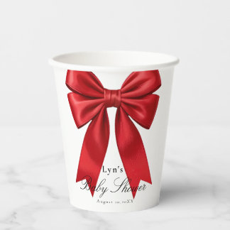 Vasos De Papel Copa Baby Shower de papel de Coquette Bow rosa