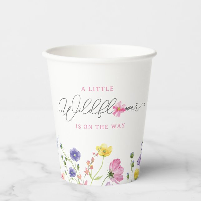 Vasos De Papel Copa Baby Shower Wildflower | Texto personalizado  (Anverso)
