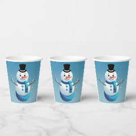 Vasos De Papel Copa Cute Frosty Snowman de papel de Ilustracion