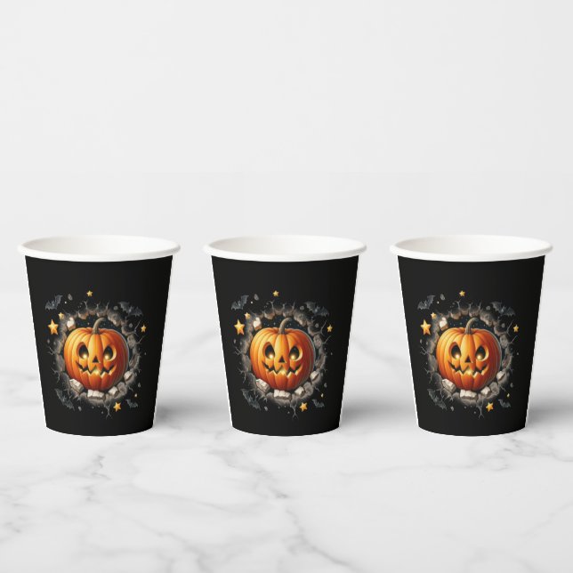 Vasos De Papel Copa de Calabaza de Halloween (Multi)