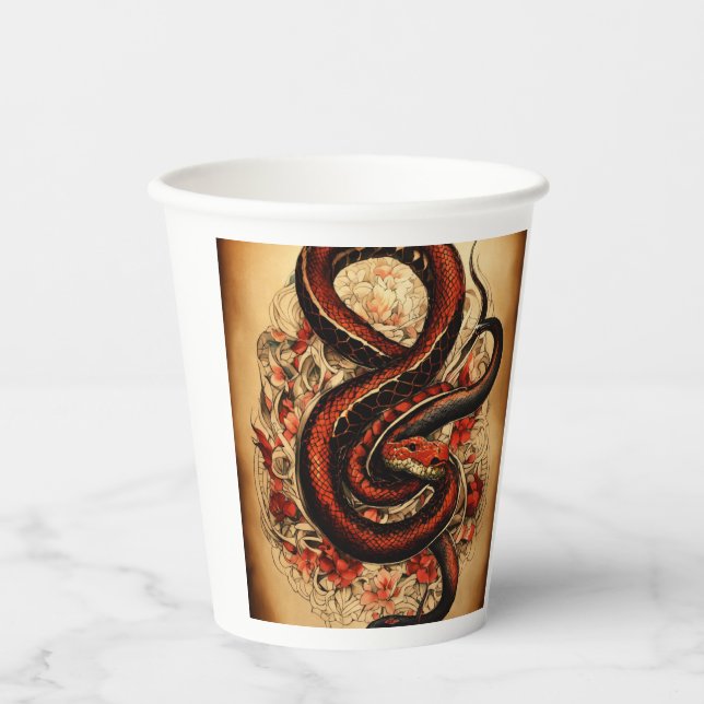 Vasos De Papel Copa de diseño serpiente. (Anverso)