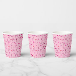 Vasos De Papel Copa de Golf Bandera Rosa para Eventos de Liga de 