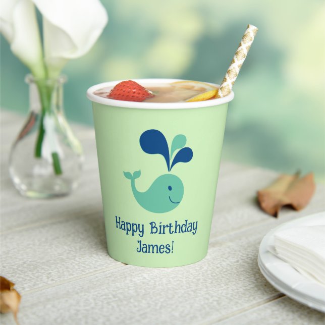 Vasos De Papel Copa de la Fiesta de Cumpleaños de Ballenas Blue G (in situ)