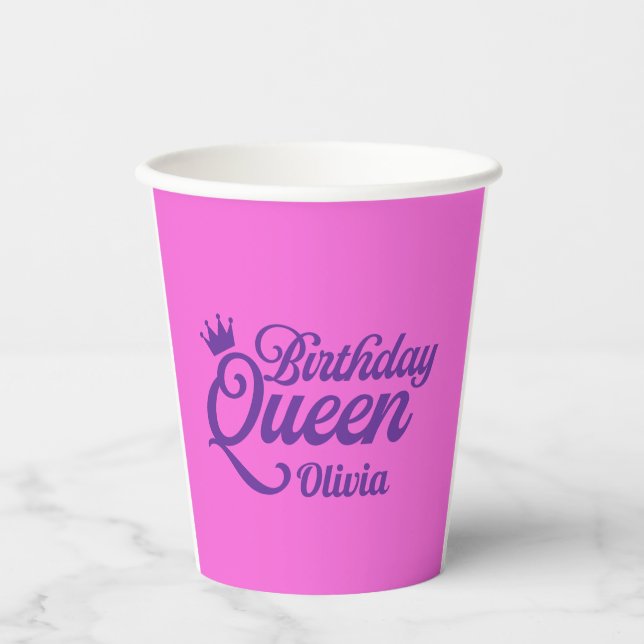 Vasos De Papel Copa de la Reina del Cumpleaños (Anverso)