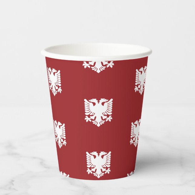 Vasos De Papel Copa de Papel Águila Blanca y Roja de Albania (Anverso)