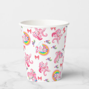 Vasos De Papel Copa de Papel Arcoiris de Unicornio Rosa Girly Mag