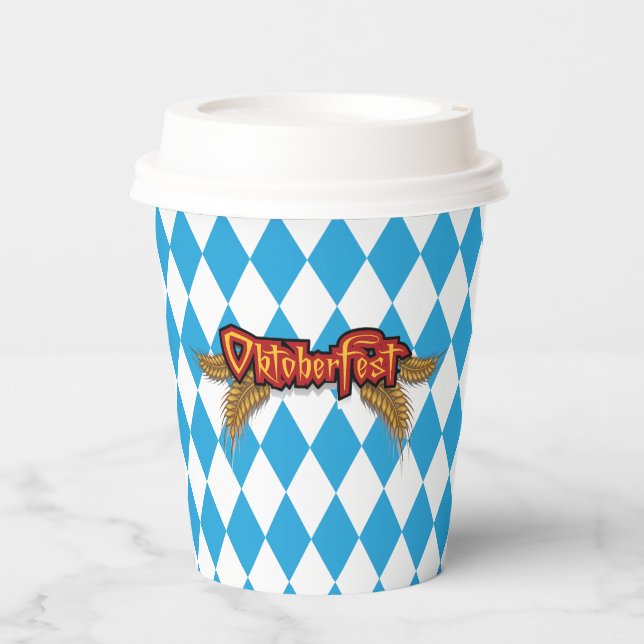 Vasos De Papel Copa de Papel Azul Oktoberfest (Anverso)