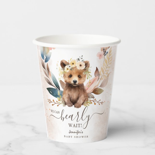 Vasos De Papel Copa de papel Baby Shower Bear Wait Bear (Anverso)