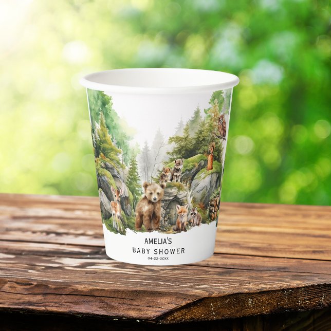 Vasos De Papel Copa de Papel Baby Shower de Animales de Woodland (Subido por el creador)