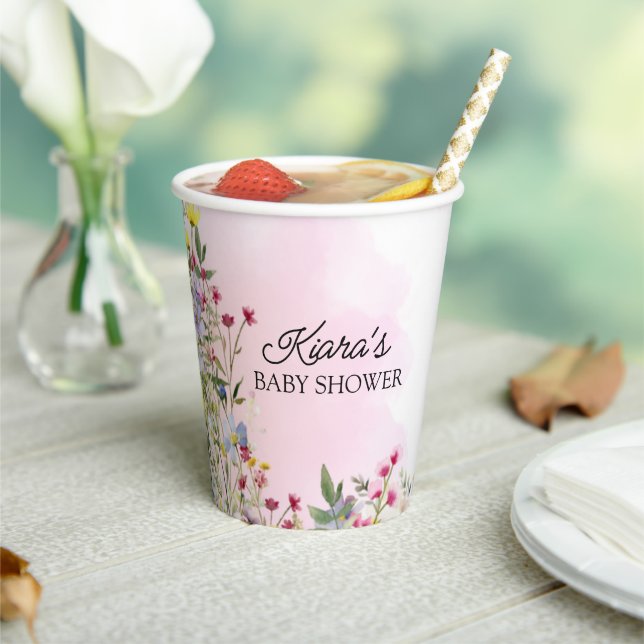 Vasos De Papel Copa de Papel Baby Shower Wildflower (in situ)