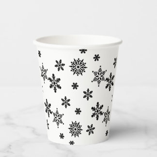 Vasos De Papel Copa de Papel Black and White Snowflakes