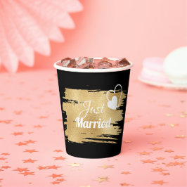 Vasos De Papel Copa de Papel boda Elegante Negro y Golds