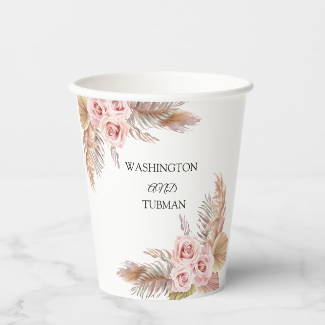 Vasos De Papel Copa de Papel Boda floral de Moda bohemia (Anverso)