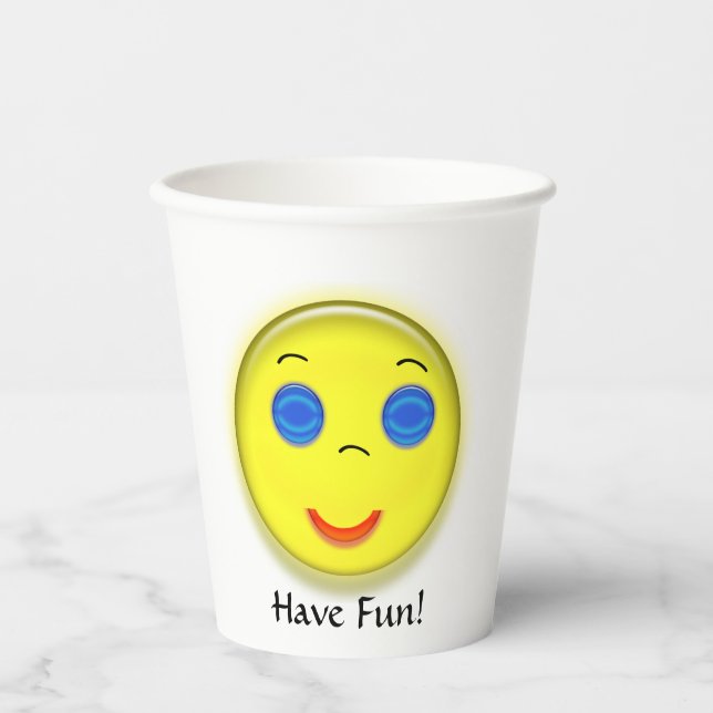 Vasos De Papel Copa de papel - Cara sonriente solar (Anverso)