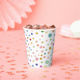 Vasos De Papel Copa de Papel con puntos de color de arcoiris de c