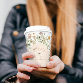 Vasos De Papel Copa de Papel de Baby Shower Boho Floral Wildflowe