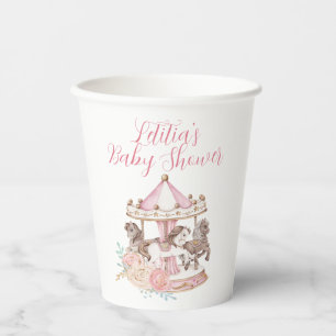Vasos De Papel Copa de Papel de Carrusas Mágicas Rosa y Oro