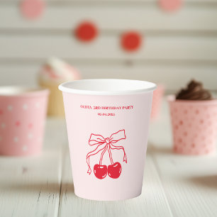 Vasos De Papel Copa de Papel de Cerezo Rojo y Rosa - Perfecto par