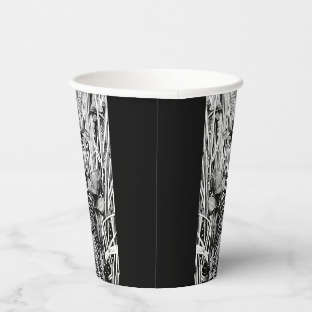 Vasos De Papel Copa de Papel de Cumpleaños Blanco y Negro (Derecha)