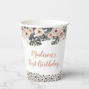 Vasos De Papel Copa de Papel de Cumpleaños de Leopardo de un Chic