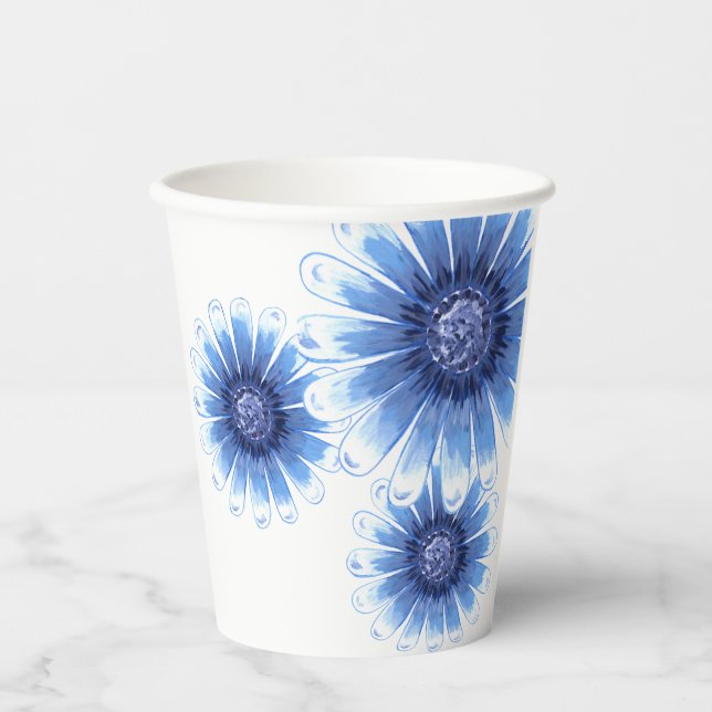 Vasos De Papel Copa de Papel de Daisy Azul (Anverso)