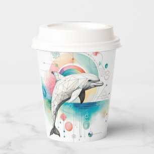 Vasos De Papel Copa de papel de delfín geométrico personalizado c