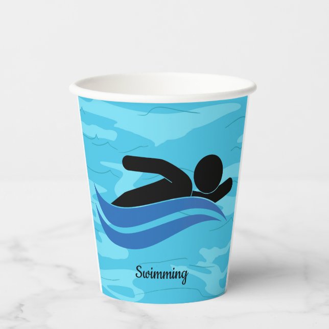 Vasos De Papel Copa de Papel de Diseño de Natación (Anverso)