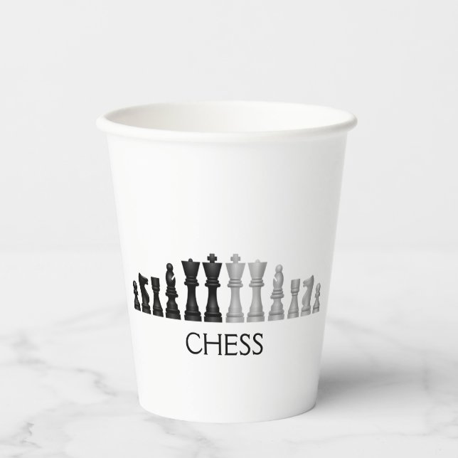 Vasos De Papel Copa de papel de diseño de piezas de ajedrez (Anverso)