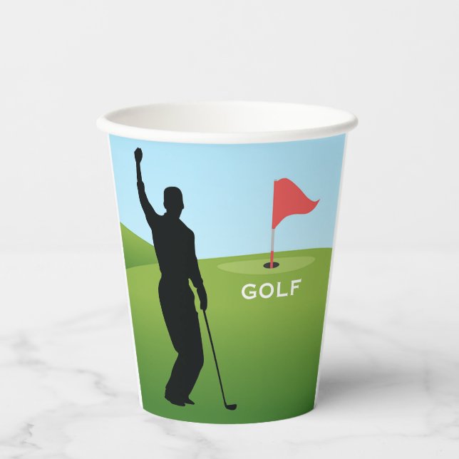Vasos De Papel Copa de Papel de Diseño Golfer (Anverso)