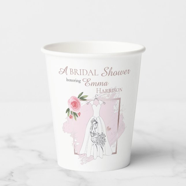 Vasos De Papel Copa de Papel de Ducha Bridal Elegante (Reverso )