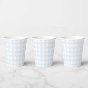 Vasos De Papel Copa de Papel de Gingham Azul