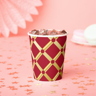 Vasos De Papel Copa de Papel de inspiración árabe roja y dorada