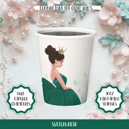 Vasos De Papel Copa de Papel de la Princesa Verde de Quinceañera
