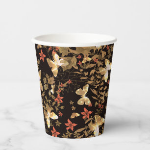 Vasos De Papel Copa de papel de mariposa de oro