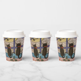 Vasos De Papel Copa de papel de Navidades de gato negro