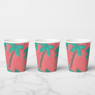 Vasos De Papel Copa de papel de patrón de árbol de palma de col